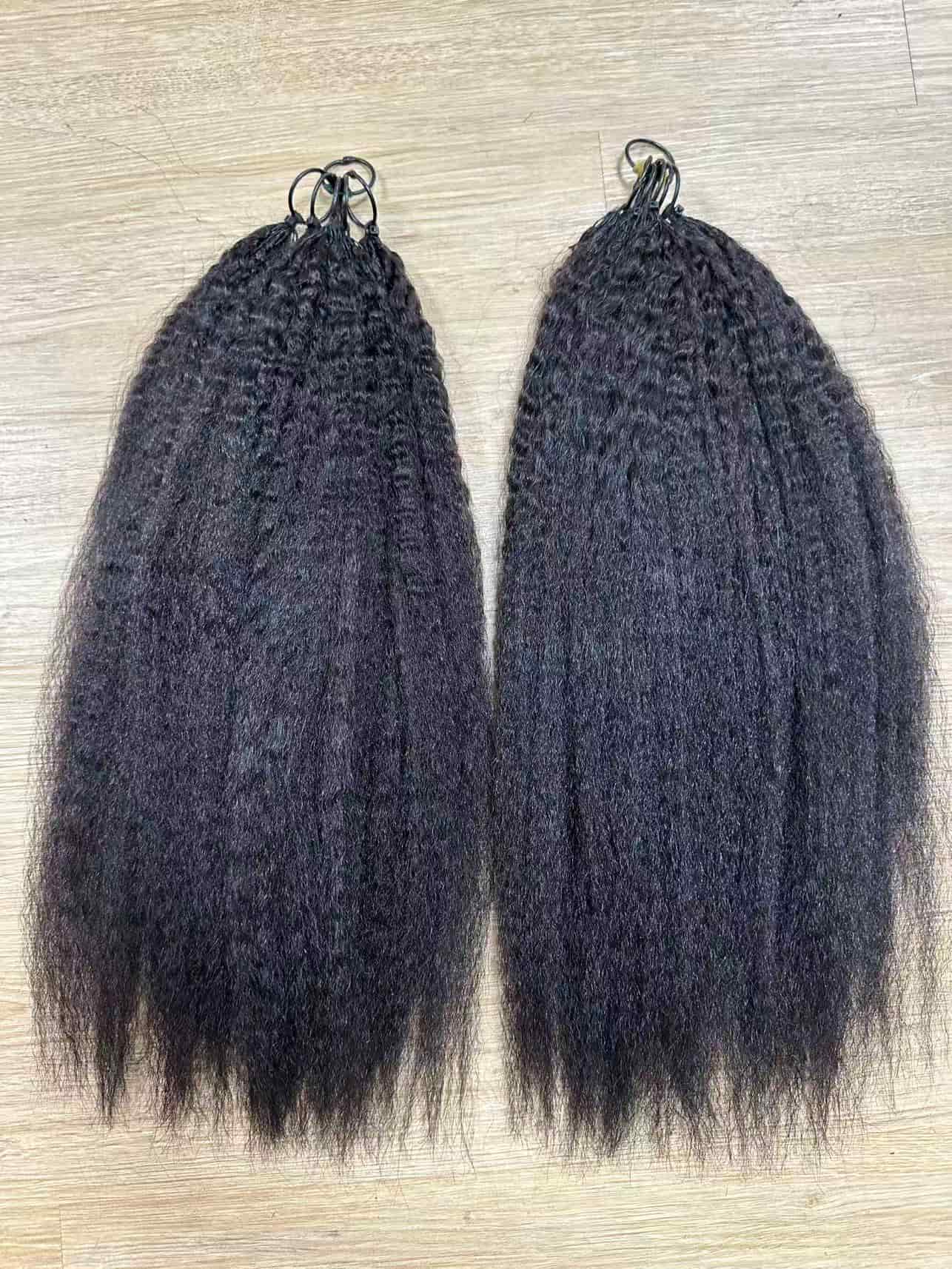 Mslula Kinky Straight Human Hair Feather Crochet Extensions, Natural Black 100g
